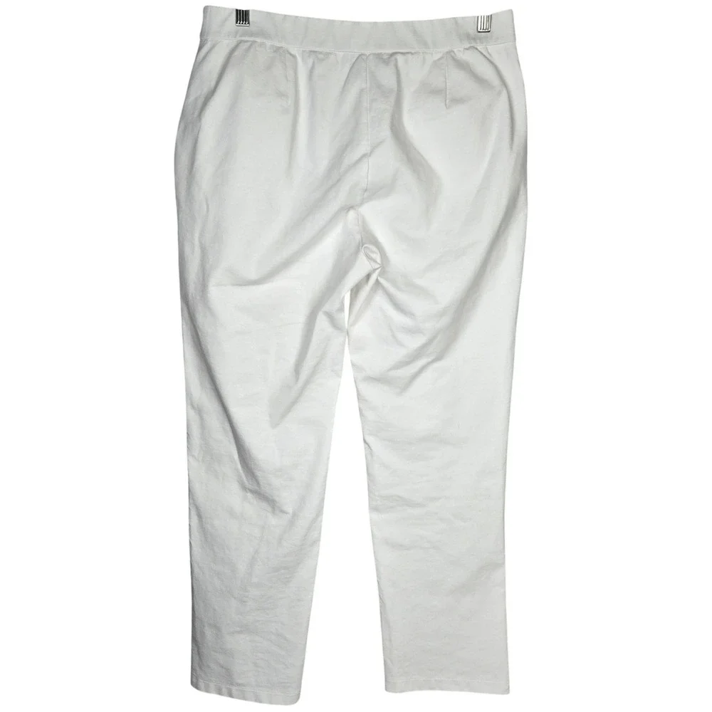 Eileen Fisher White Organic Cotton‎ Blend Tapered Ankle Pants Womens Medium
